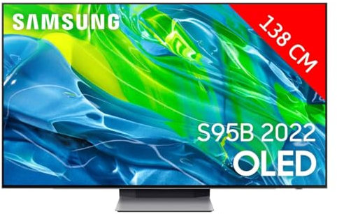 Samsung TV OLED QE55S95BATXZT, Smart TV 55 Serie S95B, OLED, Alexa y Google Assistant Integrata, Eclipse Silver, 2022, HDMI 2.1, DVB-T2
