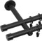 RENA Gardinenstange 19/19 mm Vorhangstange 2-läufig| Metall Elegante klassische Gardinenstange mit geräuscharmen Rollen | Inklusive Montagezubehörset | Schwarz Matt 120cm |Luna