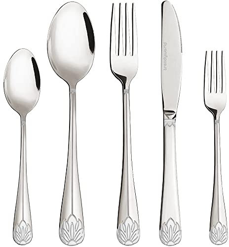 Set di posate in edizione limitata - Set di stoviglie per famiglie da 30 pezzi - Set di posate per 6 - Set di stoviglie argentate - Cucchiai, coltelli, cucchiaini, forchette, forchette