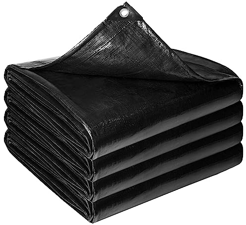 Reinforced PE Pond Liner 25 x 25 FT, 28 Mil Sun Resistant Preformed Pond Liner, Hemmed Edge with Buttonholes Liner for Outdoor Large Ponds, Fish/KOI/Duck Pond, Garden Waterfall, Waterscape, Black