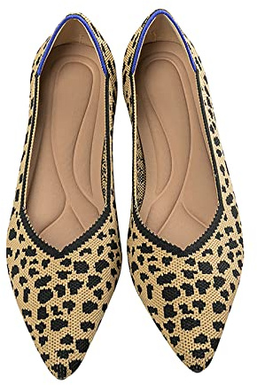 MACHSWON Zapatos planos de ballet para mujer, zapatos de vestir de punto puntiagudos, informales, plegables, para caminar, Leopard01, 38 EU