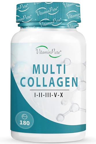 MultiCollagene Idrolizzato PURO 100%, Peptidi di Collagene Marino e Bovino Tipo 1, 2, 3, 5, 10 - Collagene integratore per pelle, ossa, capelli, unghie e articolazioni - VitaminPure