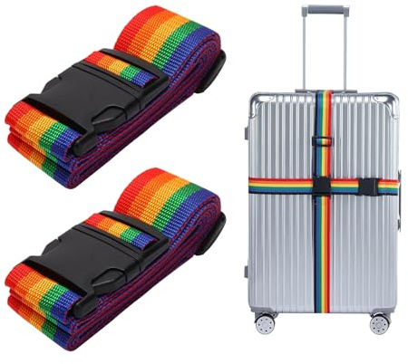 Correas para Equipaje,Correa de Maleta,2 Correas Ajustables para Equipaje,Cinturones para Maleta de Viaje,Cinta para Maletas de Viaje con Hebilla,Correa de Equipaje Accesorios