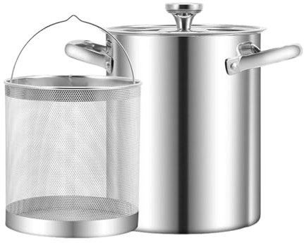 Bvdfgk Pentola per Friggere, Padella in Acciaio Inox, Friggitrice Ad Olio con, Pentola Multifunzionale, Pentola per Asparagi E Spaghetti