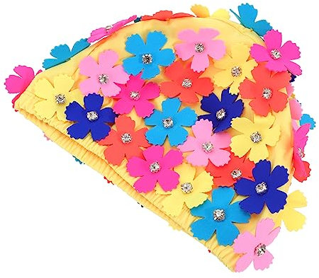 UKCOCO Gorro De Baño Petal Floral para Mujer Gorro De Ducha De Estampado Floral para Natación Piscina o Competiciones De Waterpolo