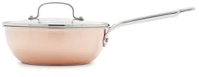 GreenPan x Bobby Flay 2QT Copper Clad Chef’s Pan with Lid, Induction Ready Sauce Pot, Measurement Markings, Stainless Steel Base & Interior, Oven Safe Saucepan to 500˚F