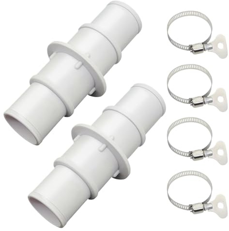 WJnflQN Adaptador para Manguera de Piscina - Adaptador de Repuesto para Mangueras de Piscina | 2 Piezas Acoplamiento de 3.2cm o 3.8cm con 4 Abrazaderas para Hoteles Parques Casas de Playa