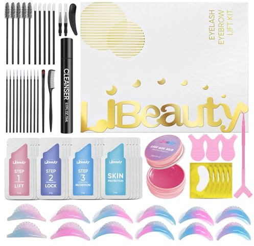 Libeauty Kit Lifting de Pestañas, Lash Lift Kit, Kit Laminado Cejas con Bálsamo para Lifting Pestañas y Moldes Mejorados para Casa y Salón