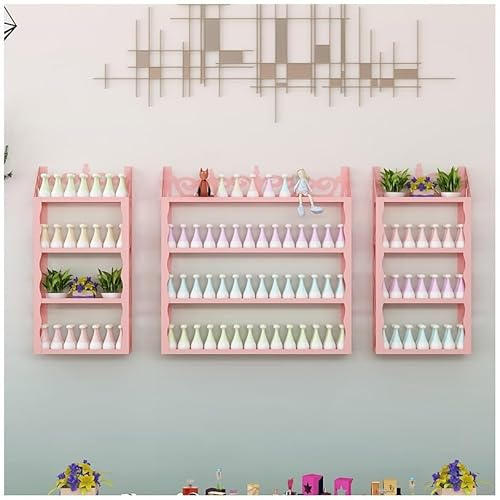 ZBJDX Estantes De Pared para Esmaltes De UñAs, Juego De 3 Expositores De CosméTicos De Varios Niveles, Estante De Pared para Perfumes Y Aceites Esenciales para SalóN De UñAs,Rosado
