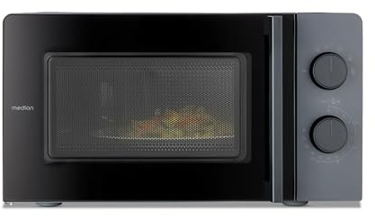 MEDION Mikrowelle klein (17 Liter, 700 Watt kompakt und platzsparend, 5 Mikrowellenstufen, Auftaufunktion, Timerfunktion, MD12211) grau [MODELL 2025]