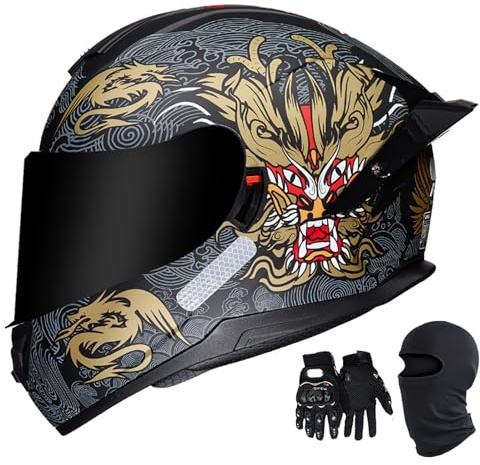 Casco integrale da moto vintage con visiera parasole, casco integrale da corsa/turismo retrò classico, omologato ECEDOT per adulti, uomini e donne 7,L=59-60CM