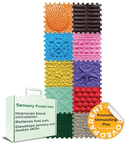 ORTO NATURE Tappetino da Massaggio per Bambini, Gioco Sensoriale, Piastrelle ad Incastro, Set di Tappetini da Gioco (Morning Miracle)