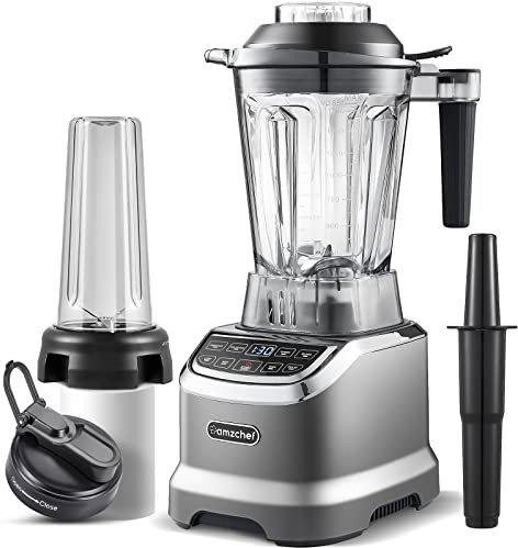 AMZCHEF Batidora de Vaso 2 en 1 - Batidora 2000W Profesional con Panel Inteligente con Pantalla Táctil - Juice Blender de 6 Cuchillas en 3D, La Botella sin BPA de 1,85L y 600ml - EUVV5