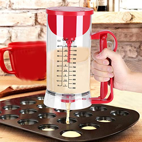 Pancake Cup Cake Batter Dispenser Separator Waffle Mix Maker,Cordless Electric Battery Powered Mixer Dispenser Pancake Cupcake Waffle Batter Maker Machine