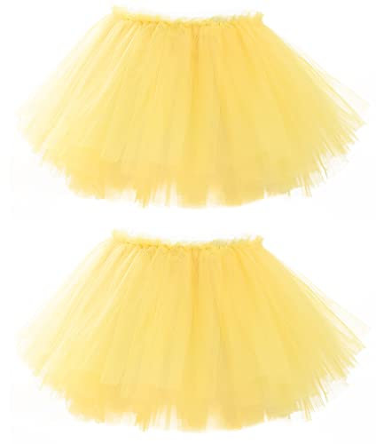 Bezioner 2 PCS Tüllrock Damen,Tütü Rock Damen 5 Lagig Festival Outfit Frauen Party Halloween Kostüme Ballettkleidung Tanzrock Gelb