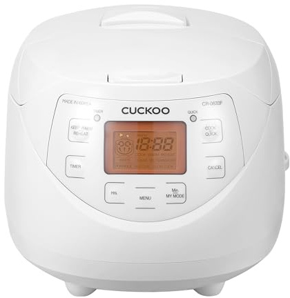 CUCKOO CR-0633F | 6-Cup (Uncooked) Micom Rice Cooker | 11 Menu Options: White Rice, Brown Rice & More, Nonstick Inner Pot, Made in Korea | White