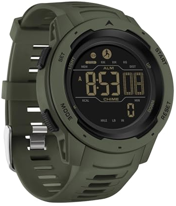 Militär Uhren Herren Armbanduhr Herrenuhr Digital Uhr Schrittzähler Tactical Watches for Men Sportuhren für Herren Outdoor Digitaluhr für Jungen mit Messung des Kalorienverbrauchs und der Distanz