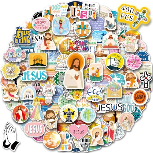 WAKEMOODEI 400PCS Christian Stickers, Jesus Bible Verse Stickers for Journaling Religious Motivational Quote Sticker Pack God Christian Gifts for Women Adults