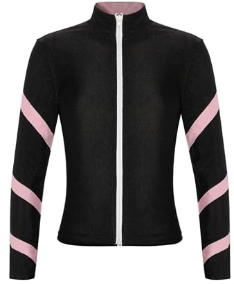 Freebily Traje De Entrenamiento para Niñas Chaqueta De Gimnasia De Patinaje Artístico Camisetas Deportivas De Manga Larga Sudadera con Cuello Alto Rosa A 5-6 años
