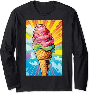 Gaufrier glacé cornet de glace glace pop art vintage rétro glacé café glacé Manche Longue