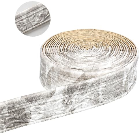 ACESOME Bordure de papier peint autocollante, bordure murale 10 m x 8 cm x 8 mm imperméable 3D, papier peint pour couloir, plafond, coin, ligne (gris marbre)