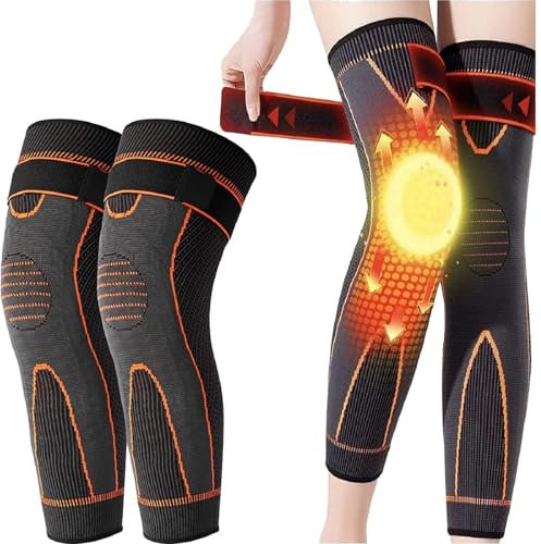Aicao Knee Protection for Warm, Tourmaline Acupressure Selfheating Shaping Knee Sleeve, Wormwood Self-Heating Knee Pads,Knee Heating Pads for Woman and Man (Orange,L)
