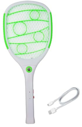 FLM SYSTEM Racchetta Zanzare Elettrica 3500V ricarica USB, Racchetta zanzare a batteria, Portatile Ricaricabile, Scacciamosche Elettrico Rimovibile, Notte LED