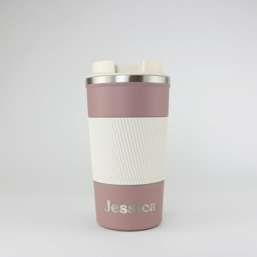 cribstar Personalised Engraved Insulated Travel Mug | Stainless Steel Tumbler | Double-Walled Tea/Coffee Cup | Leak-Proof & Reusable | Keeps Drinks Hot 12h / Cold 24h | Thermal Mug (Mocha, 510ml)