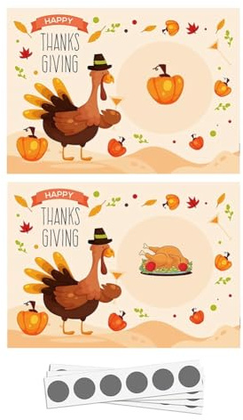 Lahdrhab 48 st kalkon skrapkort, thanksgiving-skrapkort, för Happy Turkey Day-spel