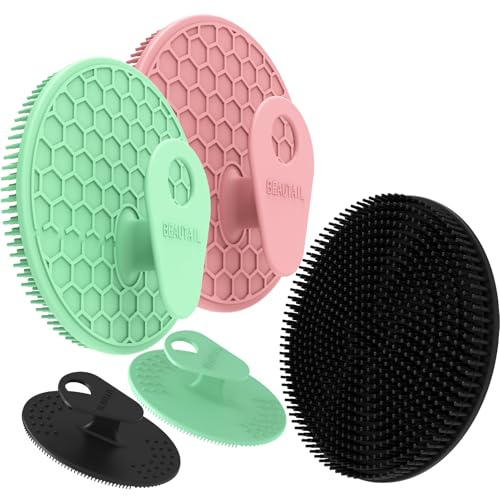 BEAUTAIL Ensemble de brosses de nettoyage pour le corps et le visage en silicone 5 pièces – Brosse de douche en silicone pour femmes et hommes, brosse de bain exfoliante douce pour peau sensible, plus
