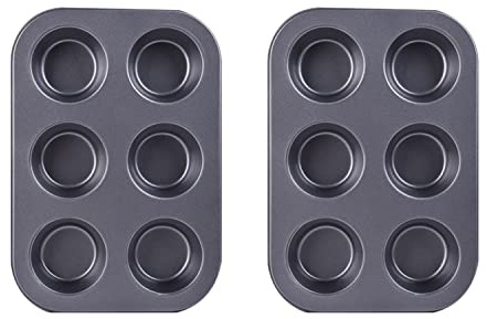 djgkENVQ Fuente para hornear, Juego de 2 moldes premium for cupcakes, molde antiadherente for muffins, mini muffins y panqueques.(Black)