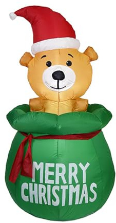 Générique Décoration Gonflable De Noël – 1,5m & 1,8m Arc Et Père Noël Lumineux avec LED, Polyester Imperméable Résistant | Ventilateur & Accessoires Inclus, Décor Extérieur Jardin Maison Fête Holiday