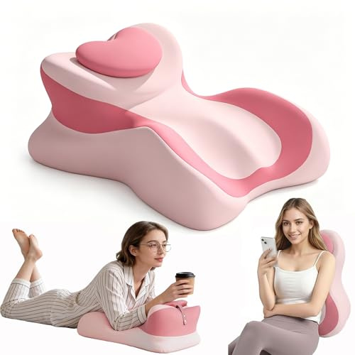 ETOFIXEE Almohada de espuma viscoelástica, cojín de lectura y cojín lumbar, cojín de relajación para cama, sofá y suelo, cojín ortopédico de apoyo contra el dolor de espalda y cuello