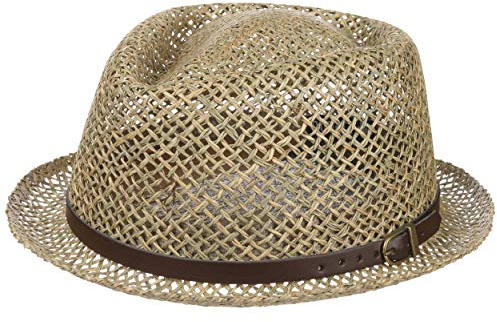 LIPODO Coyuca Vented Pork Pie Cappello di Paglia 100% Estivo Uomo Donna Made in Italy