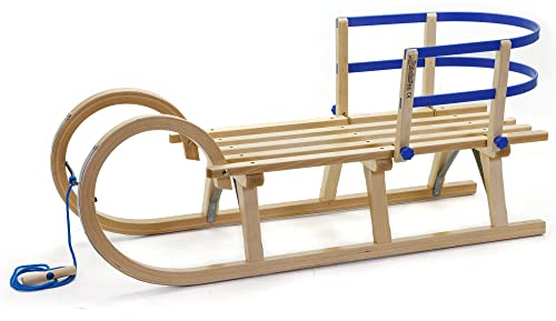 Holzfee Hörnerschlitten Baran S 110 RL Hörnerrodel Schlitten Set mit Lehne und Leine