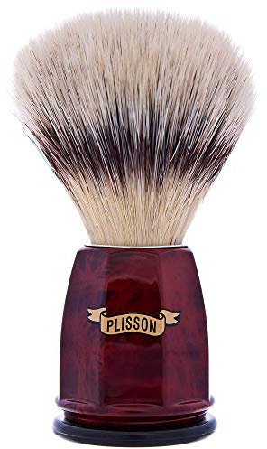 PLISSON - Blaireau Facette - Manche Effet Loupe de Noyer et Fibre Blanche - Made In France