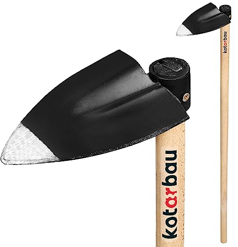 KOTARBAU® Azada de jardín con forma de corazón, 130 mm x 145 mm, con mango, 120 cm, azada combinada para malas hierbas, herramienta de jardín para trasplantar, deshierbe, cuidado del jardín