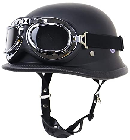 QXFJ Motorradhelm Zum Halboffenen Halbhelme Roller-Helm Mit Schutzbrille Einstellbare Jet-Helm DOT/ECE Zertifiziert Halboffenen ÖFfnen Jethelm Helm Roller Helm Halbschalenhelm MäNner Und Frauen Helm