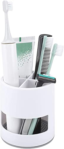 Lakifmo Toothbrush Holder, Ventilated Mould-Proof Toothbrush Caddy, Tough Small Toothbrush Pot Stand for Easy Bathroom Storage, White