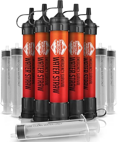 5 High-Capacity Emergency Water Straws – Lightweight, Reusable, 1800-gallon Filters for Camping, Hiking, Travel, Biking, Survival, and Emergency Preparedness - No Expiration Date - Practical Survival