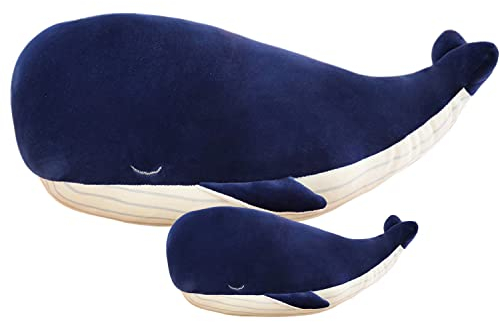 Kekeso Riesiges Blauwal-Plüschkissen, gefülltes Wal-Plüschtier, weiches Tierkissen (45cm+25cm=17.71inch+9.84inch)