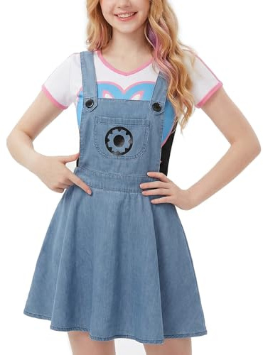 CutiePlusU - Mono para adulto con botones en la entrepierna, disfraz de mono de mezclilla despreciable falda azul XL