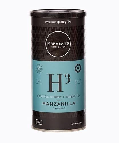 Marabans - Manzanilla en hoja. Bote 60 gramos. Infusión flores de manzanilla. Propiedades calmantes y digestivas. Sin gluten.
