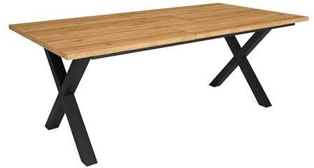 Skraut Home - Mesa de Comedor | 10 Comensales | 200 | Robusta y Estable Gracias a su Estructura y Patas macizas | Ideal para reuniones Familiares | Roble | Estilo Industrial