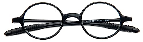 KoKoBin Retro Lesebrille Herren und Damen runde Lesehilf Sehhilfe Brille TR90 Vollrahmenbrille (Schwarz, 2.5, diopters)