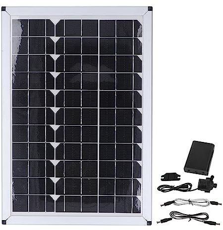 Solar-Wasserpumpe, 20 W, 800 L/h, 12 V, 5 Meter Hub-Solar-Brunnenpumpe, Geräuscharme Tauch-Solar-Brunnenpumpe, für Teiche, Garten, Fischteich, Wasserfall, Hydrokultur