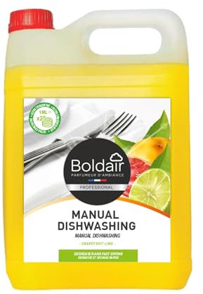BOLDAIR- Liquide vaisselle main- Parfum pamplemousse & citron- Action 3en1- Ultra concentrée- 5L- Fabrication Française