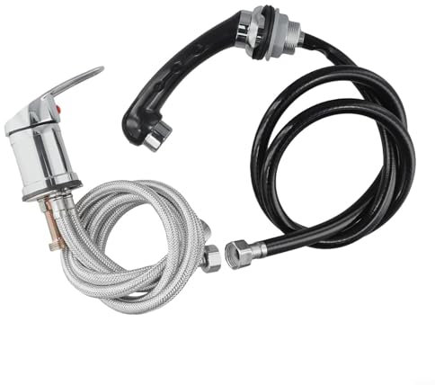 Grifo mezclador de alta presión para fregadero, ducha cromada, una sola manija, ducha de mano extraíble, manguera de 80 cm para silla de peluquero tocador