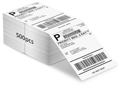 TATTMUSE 4×6 DHL Thermo-Versandetiketten, 500 weiße Gefaltete Versandetiketten Aufkleber, Kompatibel mit Etikettendrucker