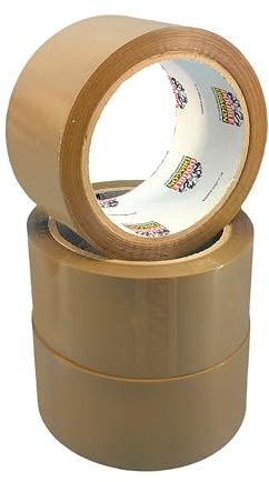 Double Dragon Brown Packing Tape – 48mm x 66m (3 Rolls) | Heavy-Duty Parcel Packaging Tape for Secure Box Sealing | Ideal for Packing, Shipping, Moving, Storage, eCommerce | Carton & Postal Use